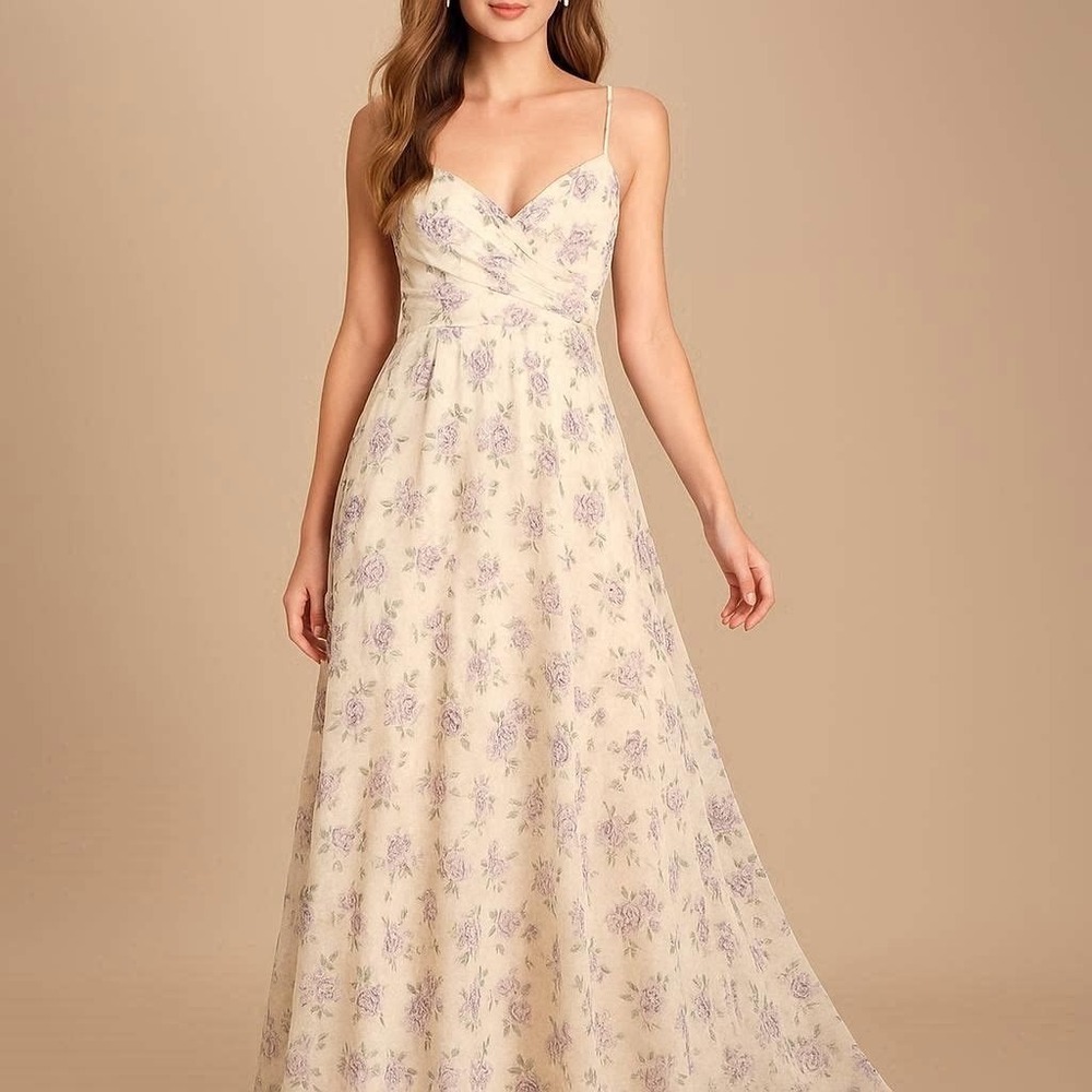 NWT Lulus Fairycore Romantic Spring‎ Formal XL Floral Maxi Gown Dress